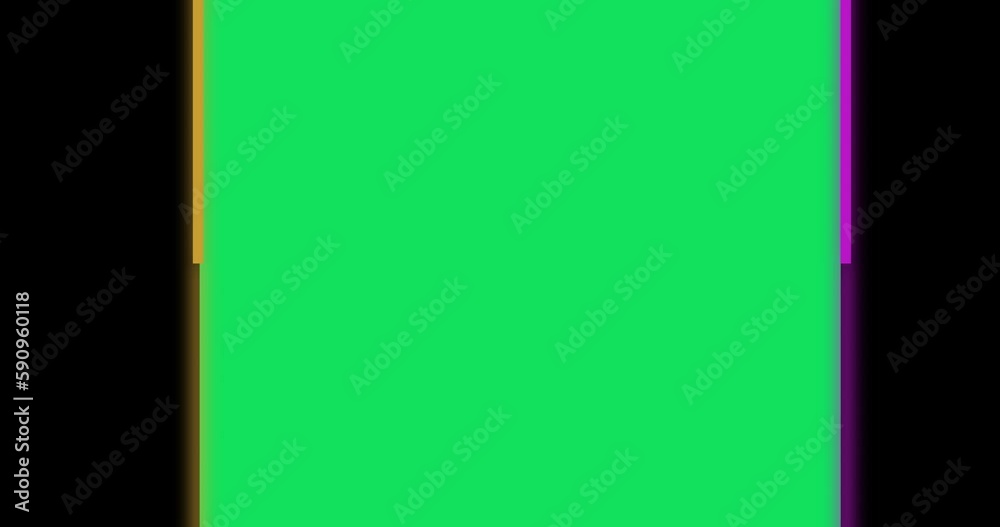 Colorful lines open and close animation for slides of photos, green screen