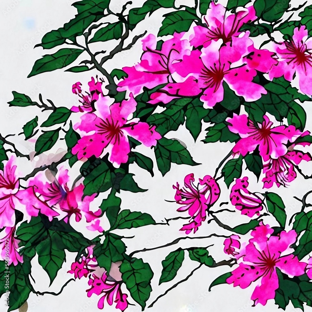 AI生成、つつじの花 AI生成、つつじの花