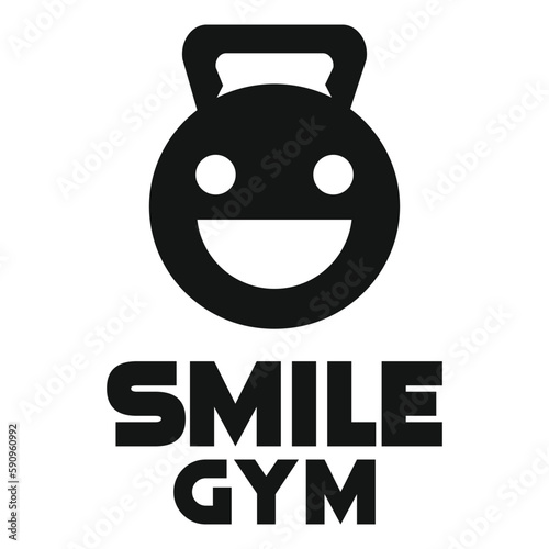 Modern vector flat design simple minimalist logo template of smile happy laugh gym fitness head mascot character vector collection for brand, emblem, label, badge. Isolated on white background.
