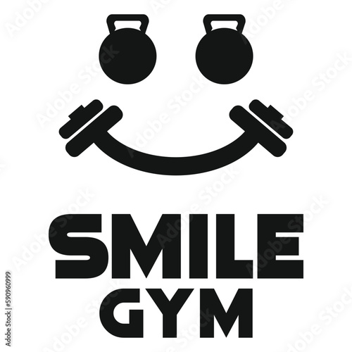 Modern vector flat design simple minimalist logo template of smile happy laugh gym fitness head mascot character vector collection for brand, emblem, label, badge. Isolated on white background.