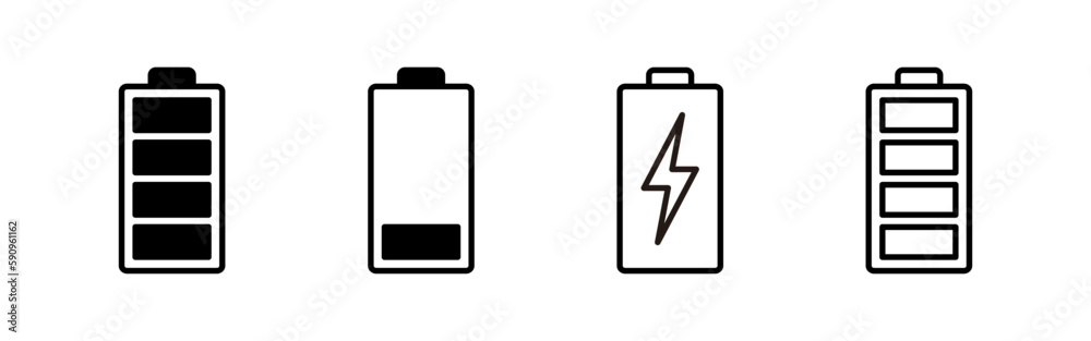 Battery icon vector for web and mobile app. battery charging sign and symbol. battery charge level Battery icon vector for web and mobile app. battery charging sign and symbol. battery charge level