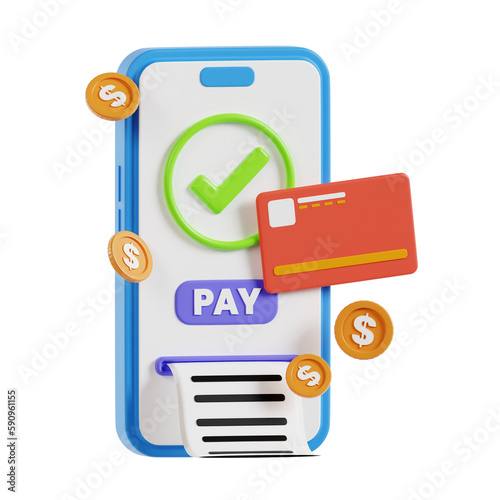 Online shopping 3D Illustration, online shop, online payment and delivery concept with floating elements.