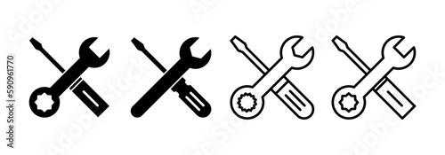 Repair tools icon vector for web and mobile app. tool sign and symbol. setting icon. Wrench and screwdriver. Service