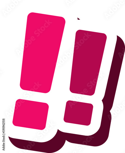 Pink Exclamation marks Warning Excited Text Cartoon Isolated