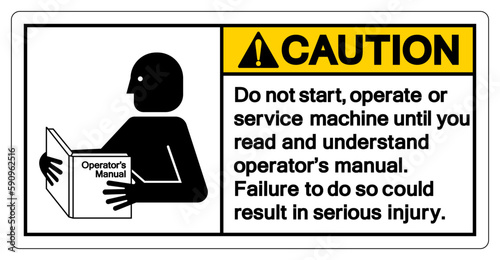 Caution Read and Understand Technical Manual Before Servicing This Machine Symbol Sign,Vector Illustration, Isolated On White Background Label. EPS10