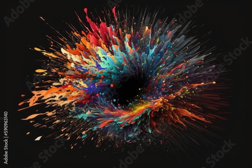 vibrant paint explosion on a dark background. Generative AI