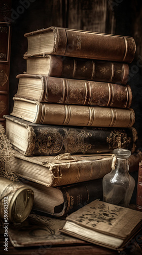 Old Books on a Dusty Shelf