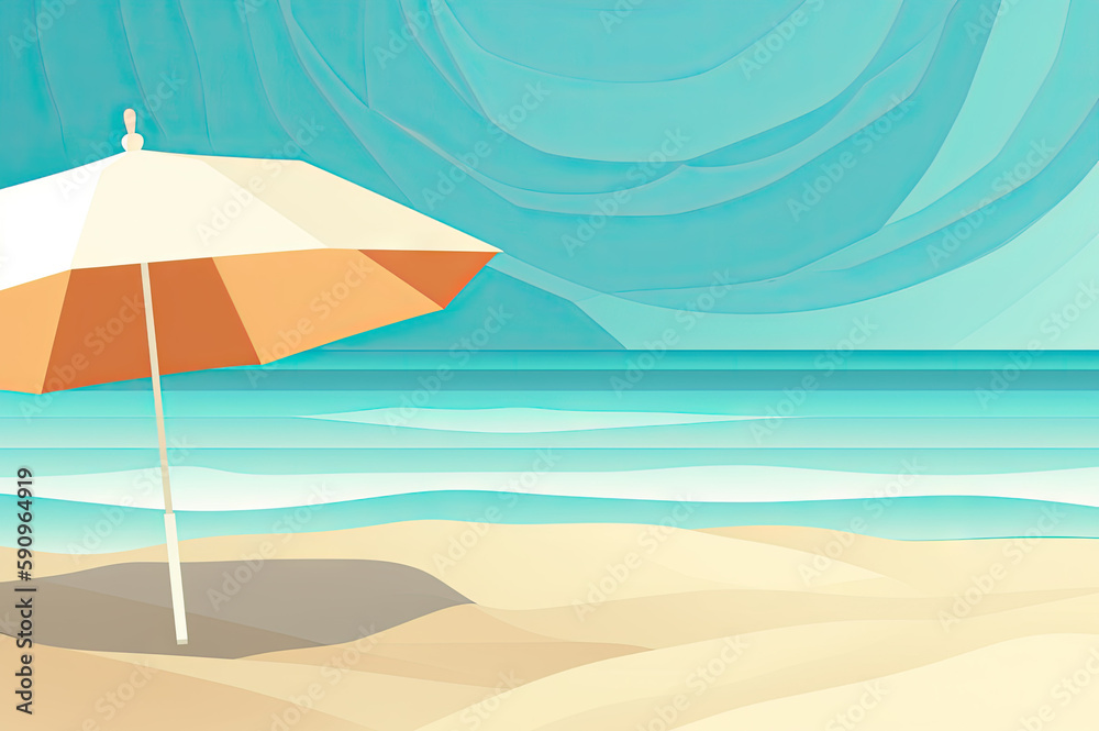 Beach umbrella background created with Generative AI technology