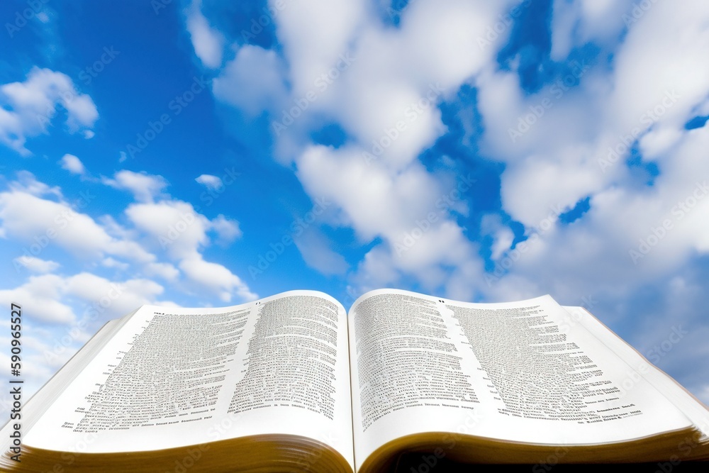 Fototapeta premium open book on the sky background