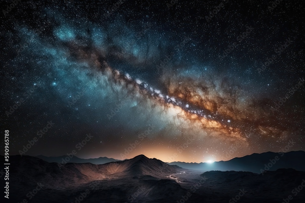 massive star shining brightly in a dark night sky. Generative AI