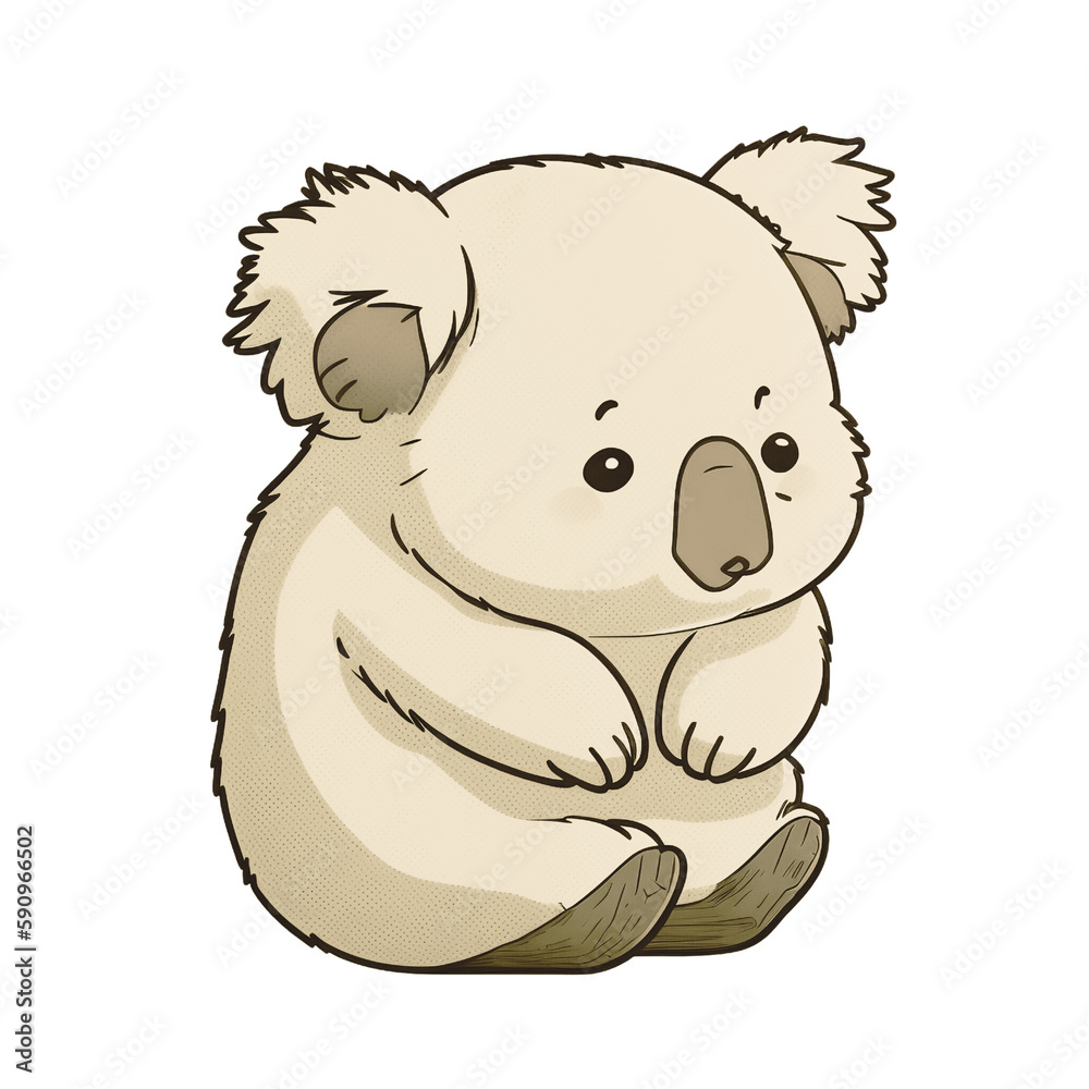 Obraz premium Cute Koala Illustration, Cartoon Sticker. PNG. AI Generative