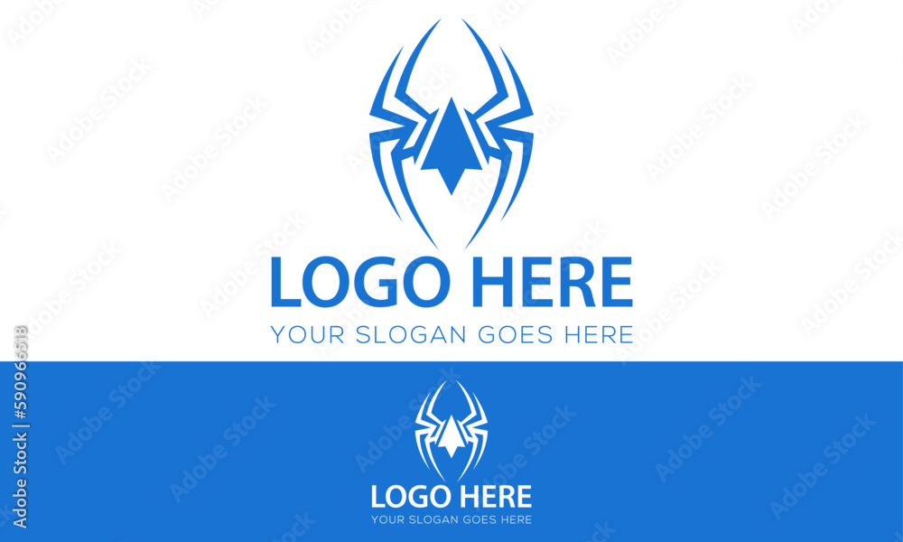Blue Color White Arrow Abstract Spider Logo Design