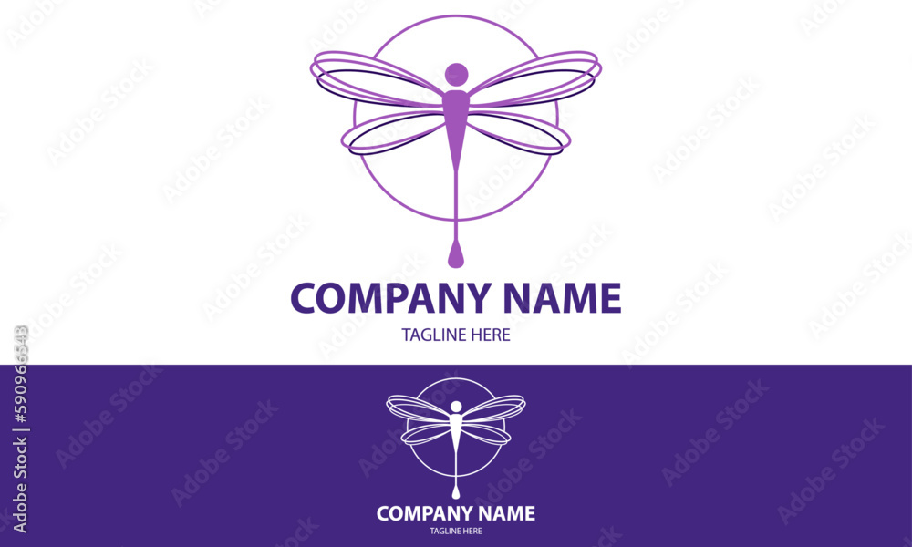 Purple Color Beautiful Line Art Dragonfly Logo Design Purple Color Beautiful Line Art Dragonfly Logo Design