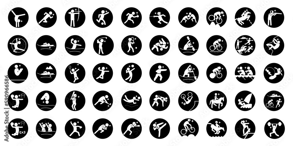 Summer sport pictogram,black circle frame,スポーツ ピクトグラム,PNG Summer sport pictogram,black circle frame,スポーツ ピクトグラム,PNG