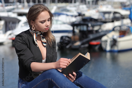 young woman with a book