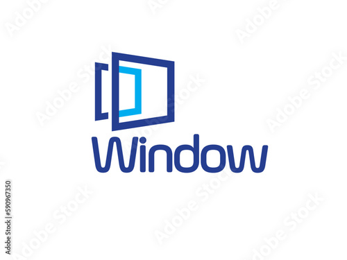 window and door with hexagons logo design vector silhouette illustration