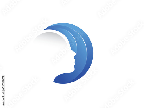 Simple abstract blue beauty woman face