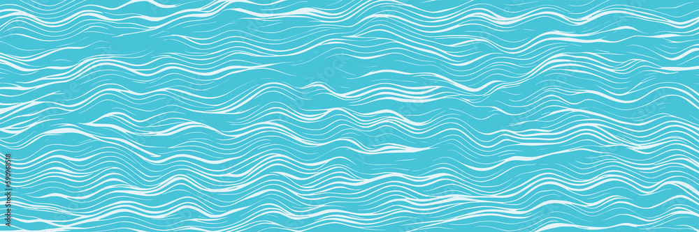 Obraz premium Ripples and water waves, sea surface. Vector natural background.
