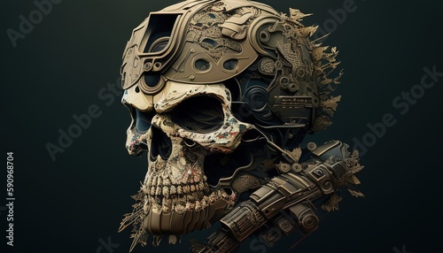 modern military skull soldier  digital art illustration  Generative AI