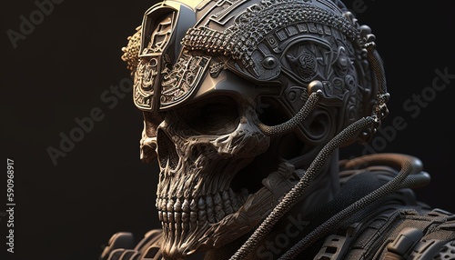 modern military skull soldier  digital art illustration  Generative AI