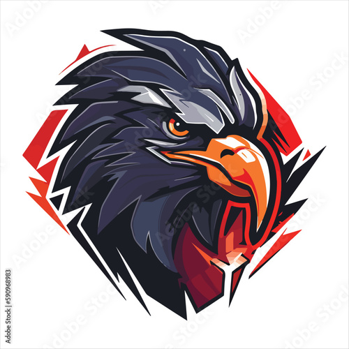 Furious eagle sport vector logo concept isolated on white background. Web infographic. Premium quality wild bird t-shirt tee print illustration.