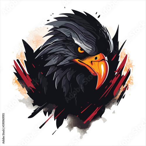 Furious eagle sport vector logo concept isolated on white background. Web infographic. Premium quality wild bird t-shirt tee print illustration.