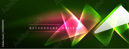 Vibrant Geometric Neon Shiny Line Background. A Bold and Stunning Display of Shapes, Lines, Colors, and Glow, Perfect for Futuristic Modern Designs, Hi-tech Presentations, Technology Web Pages