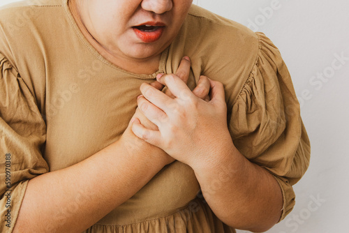 Foto Obese women have obesity, dangerous conditions, risk many diseases have sudden heart attack