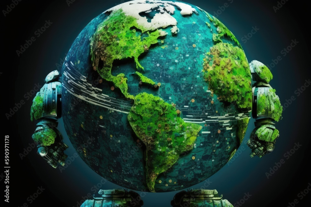 Fototapeta premium lush green earth covered in vibrant moss. Generative AI