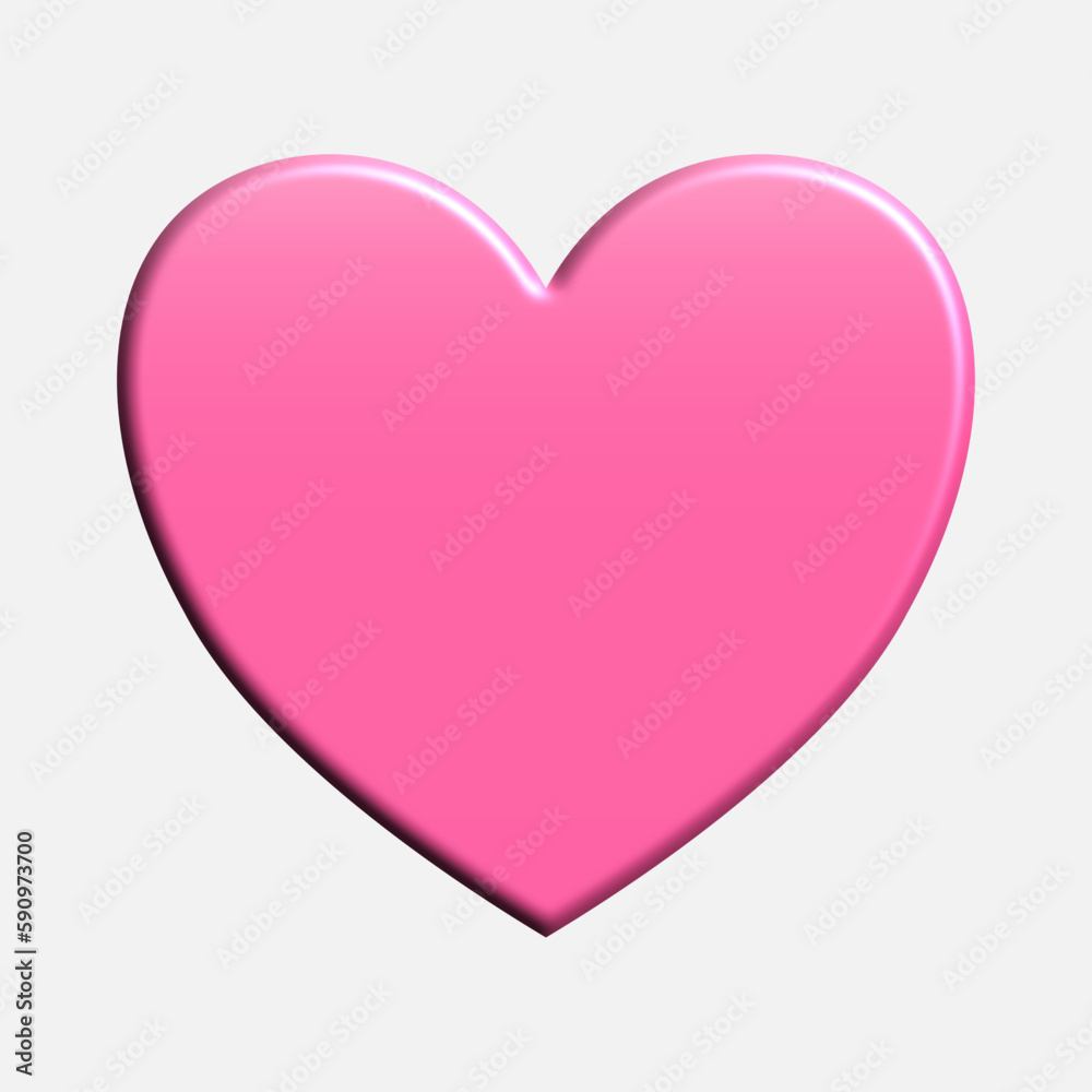 brilliant rose love. pink heart. pink heart isolated on gray background.