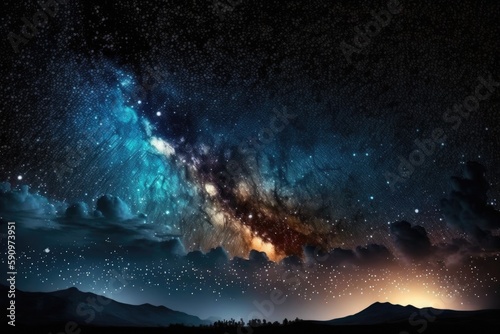 mesmerizing night sky full of twinkling stars and billowing clouds. Generative AI