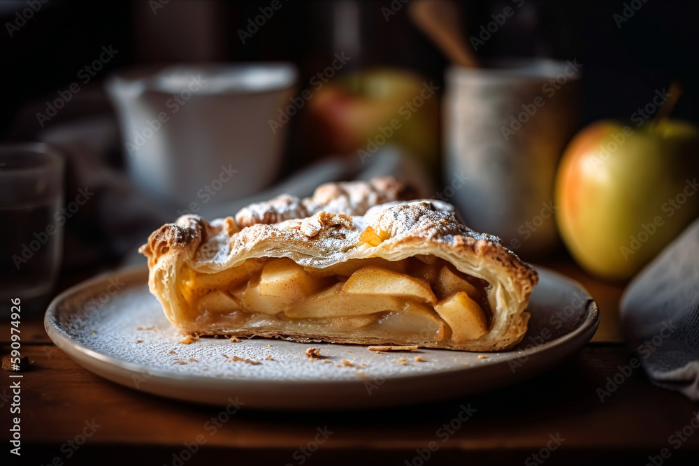 Warm homemade apple-pie, generative ai Warm homemade apple-pie, generative ai