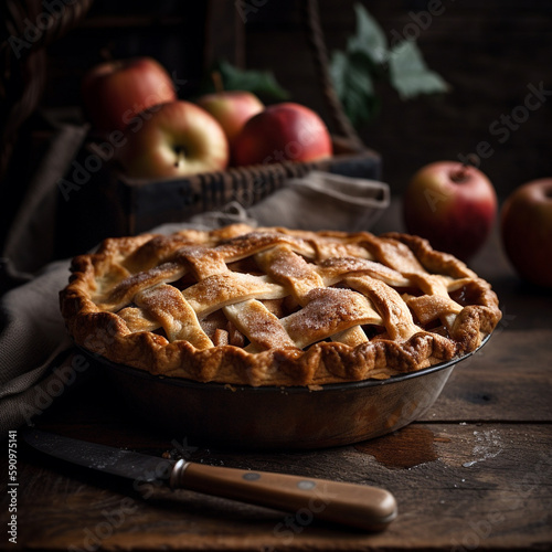 Warm homemade apple-pie, generative ai