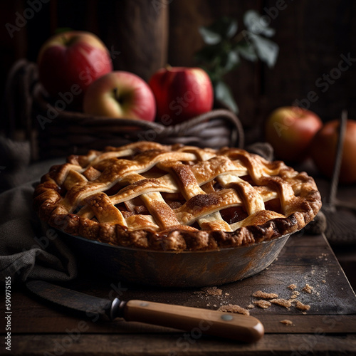 Warm homemade apple-pie, generative ai