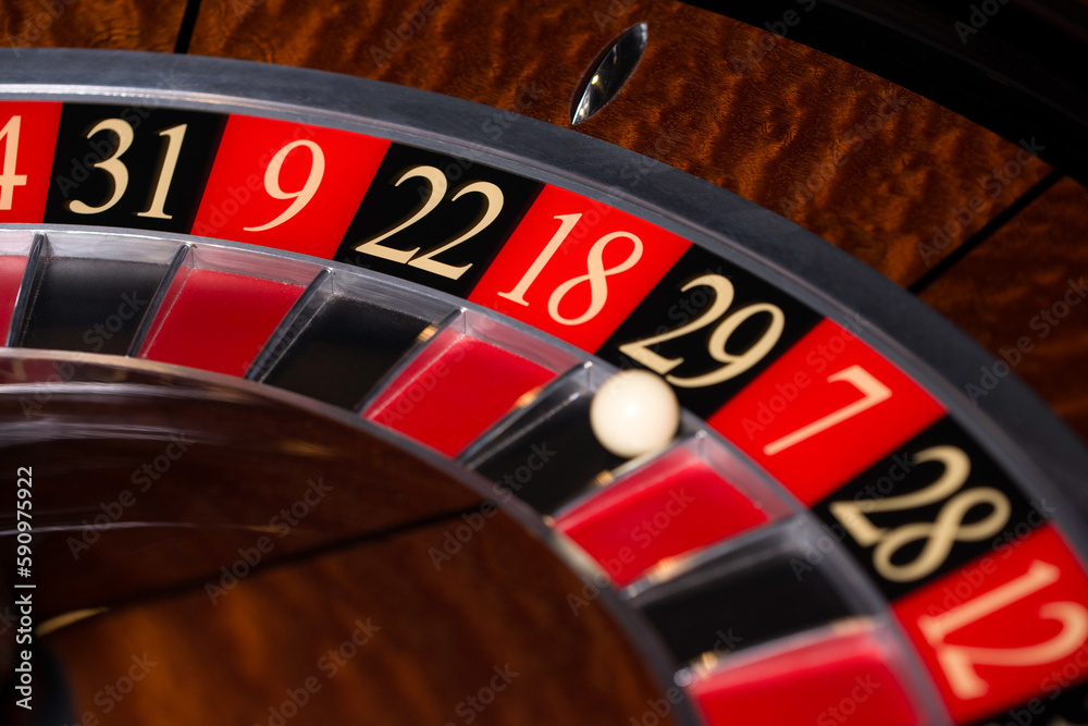 Roulette Wheel With Ball on 29 Roulette Wheel With Ball on 29