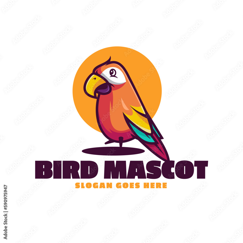 Obraz premium Logo Mascot Cartoon Colorful Bird Parrot