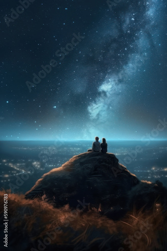 couple watching the stars at night