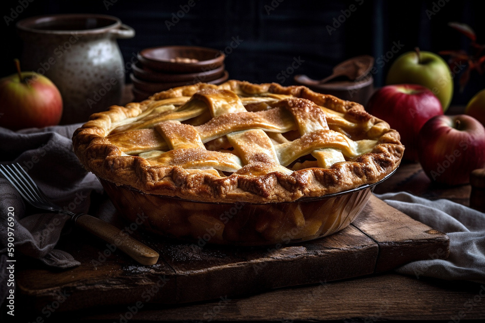 Warm homemade apple-pie, generative ai Warm homemade apple-pie, generative ai