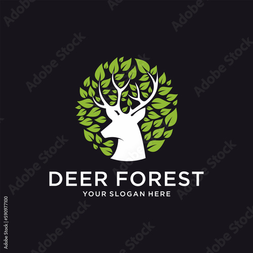 Deer and leaf logo design. save the environment logo concept