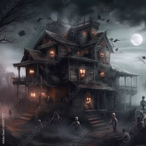 Wallpaper Mural haunted house in the woods Torontodigital.ca