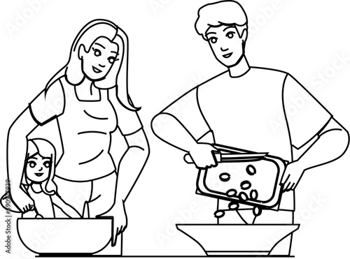 family cooking vector