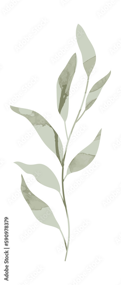Watercolor wedding leaf branch