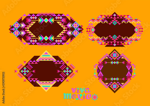 PrintSet of Mexican patterns. Ethnic elements. Tribal geometric ornament. Vector.