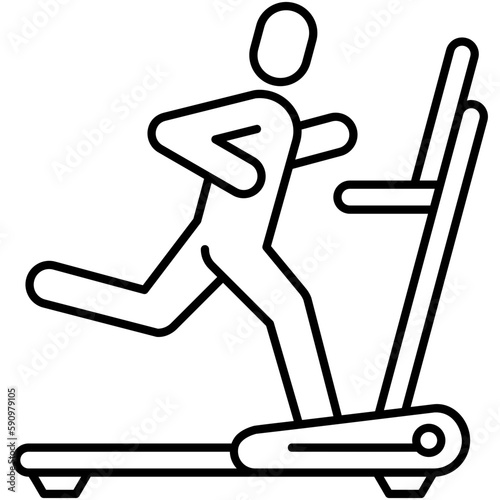 treadmill icon, line icon style, running machine symbol vector stock.