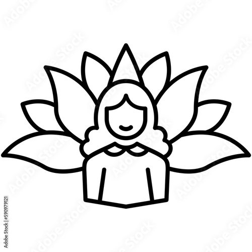 Calm Icon, Line Icon Style, Mind Meditation Yoga Symbol Vector Stock.