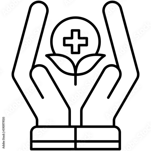 holistic icon, line icon style, alternative yoga therapy symbol vector stock.