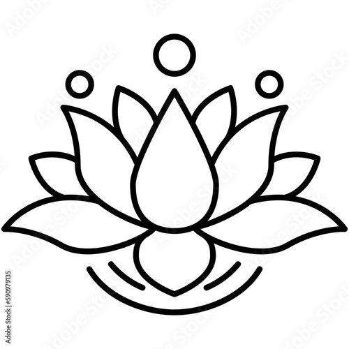 lotus icon, line icon style, mind meditation yoga symbol vector stock.