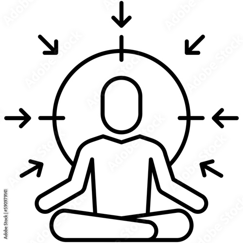 Concentration Icon, Line Icon Style, Mind Meditation Yoga Symbol Vector Stock.