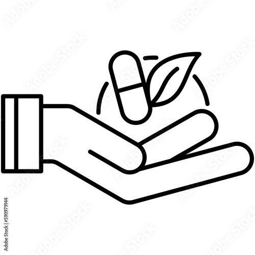 holistic icon, line icon style, alternative yoga therapy symbol vector stock.