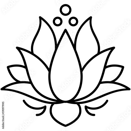 lotus icon, line icon style, mind meditation yoga symbol vector stock.